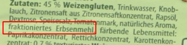 Abb. 4: Bezeichnung „fraktioniertes Erbsenmehl“