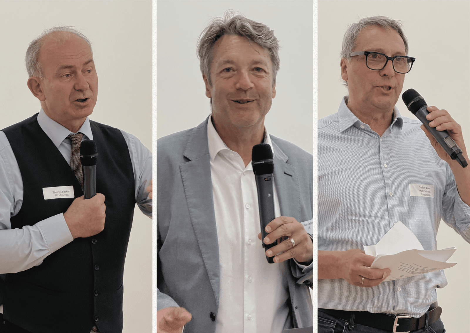 Prof. Dr. Thomas Becker, TU München, Stephan Sedlmayer, Präsident der LfL, und Stefan Blum, Vorsitzender des Verbandes Bayerischer Handelsmühlen begrüßten die Teilnehmer in Weihenstephan.
